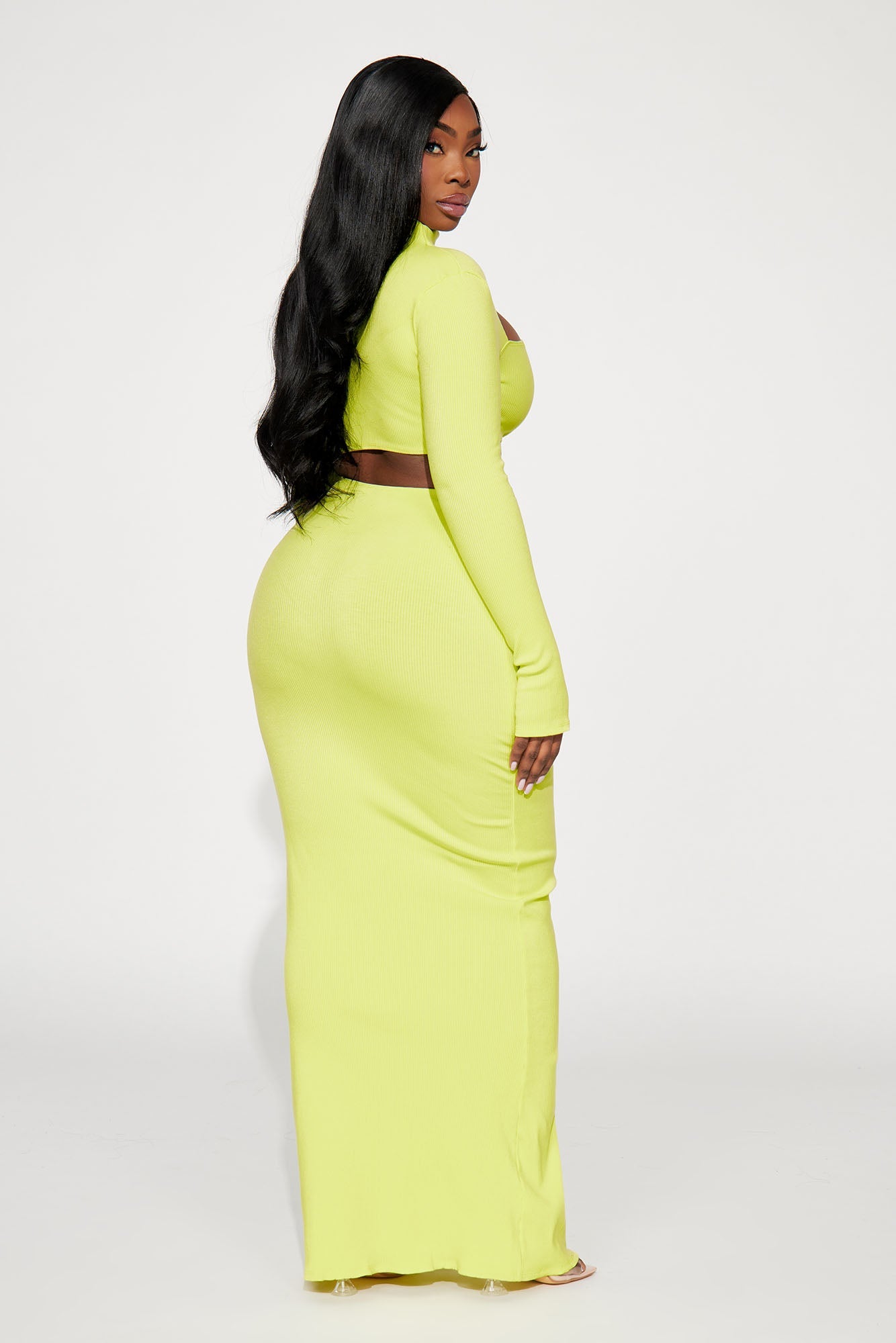 Angelina Snatched Maxi Dress - Citron