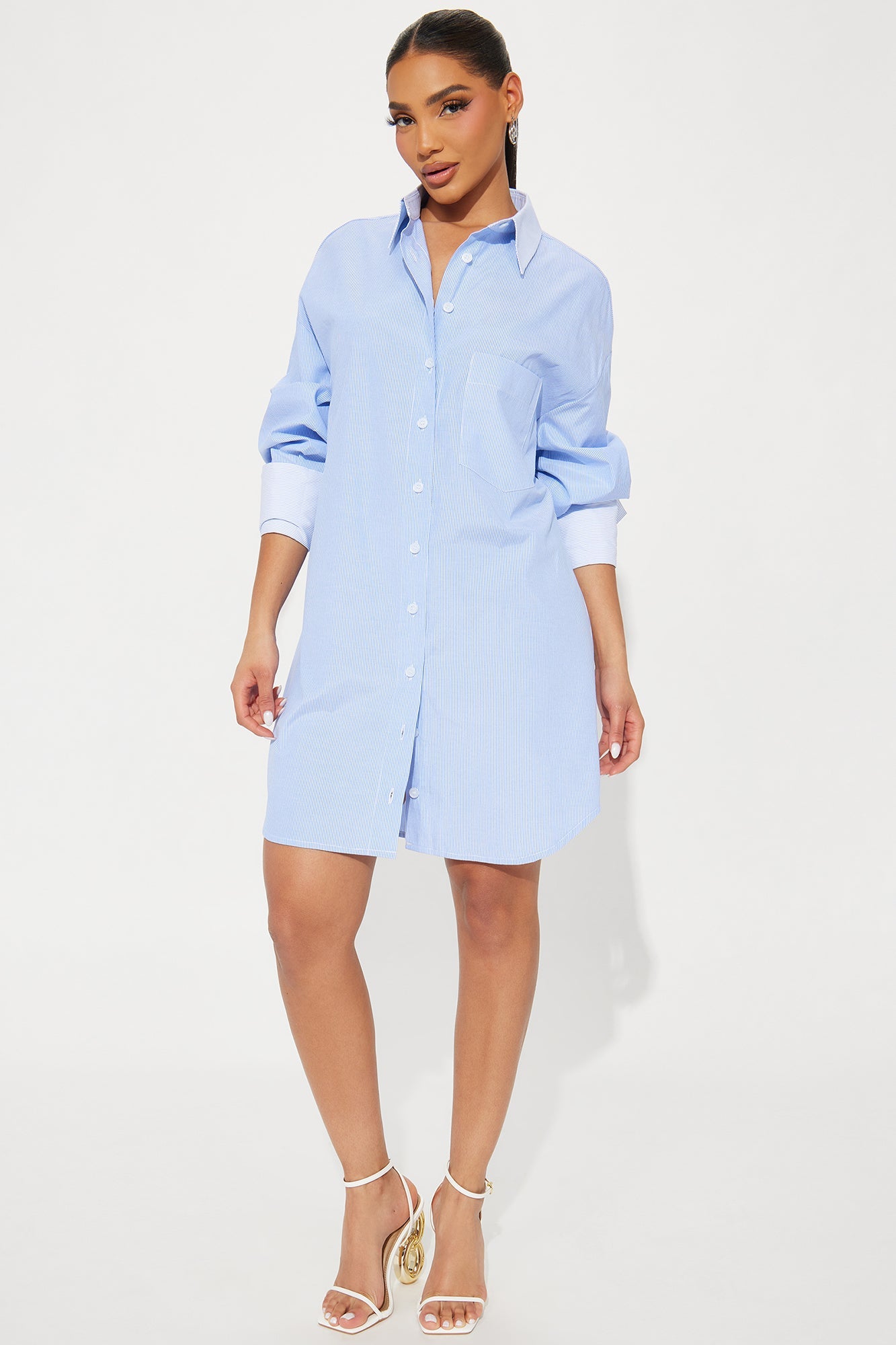 Esmeralda Mini Shirt Dress - Blue