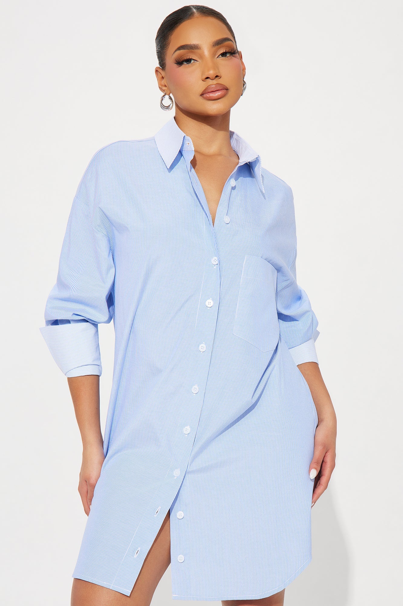 Esmeralda Mini Shirt Dress - Blue