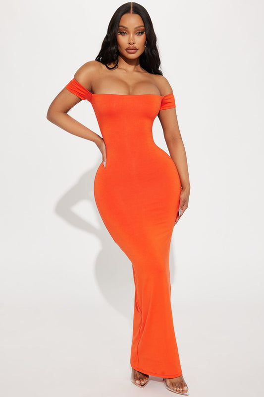 Mina Smooth Double Lined Maxi Dress - Orange