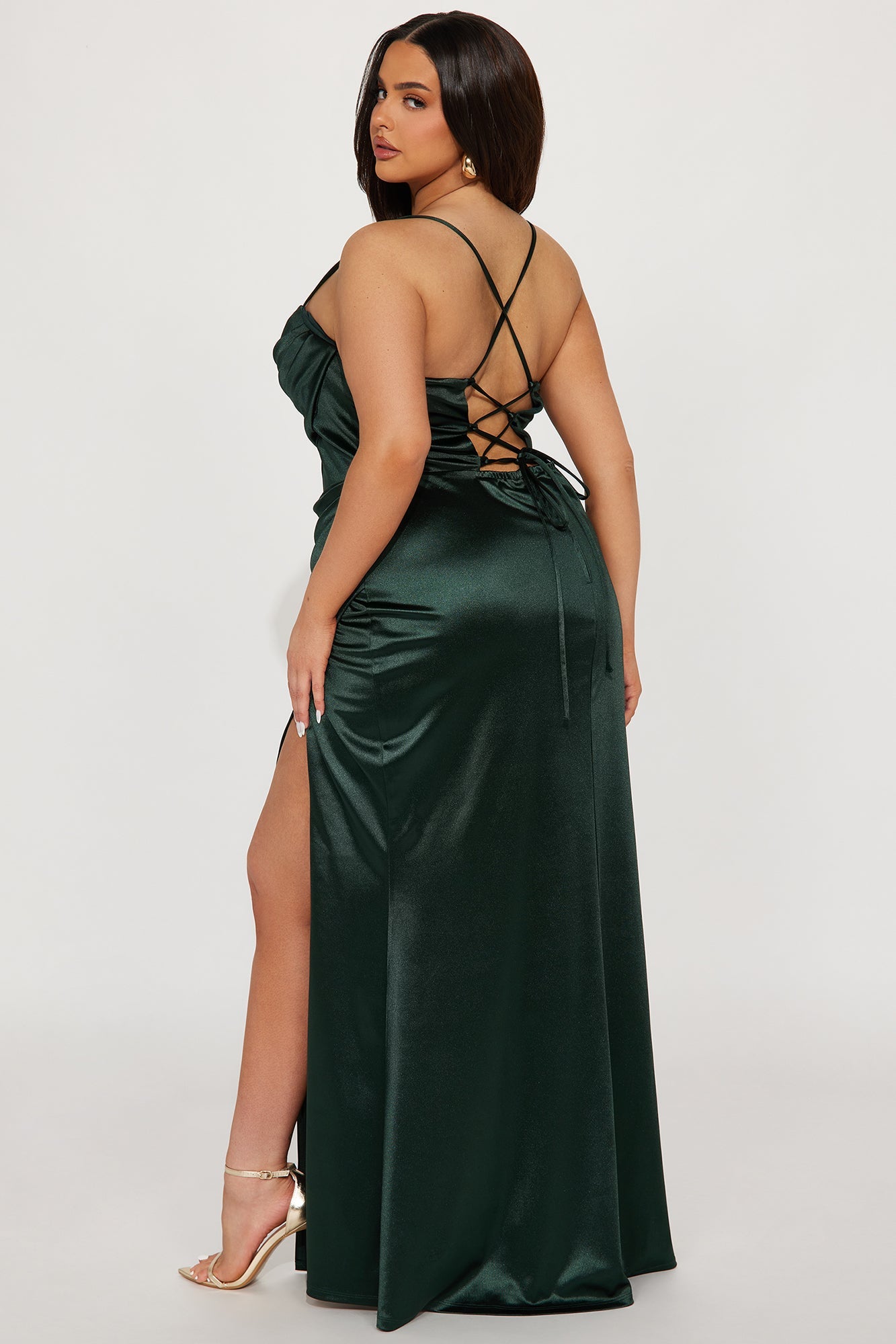 Celeste Satin Gown - Hunter
