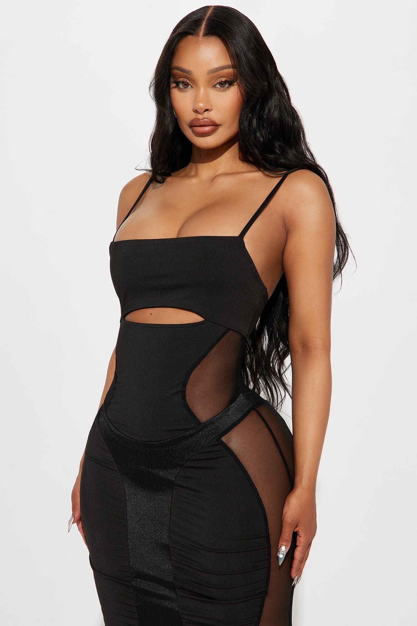 Jolie Mesh Maxi Dress - Black