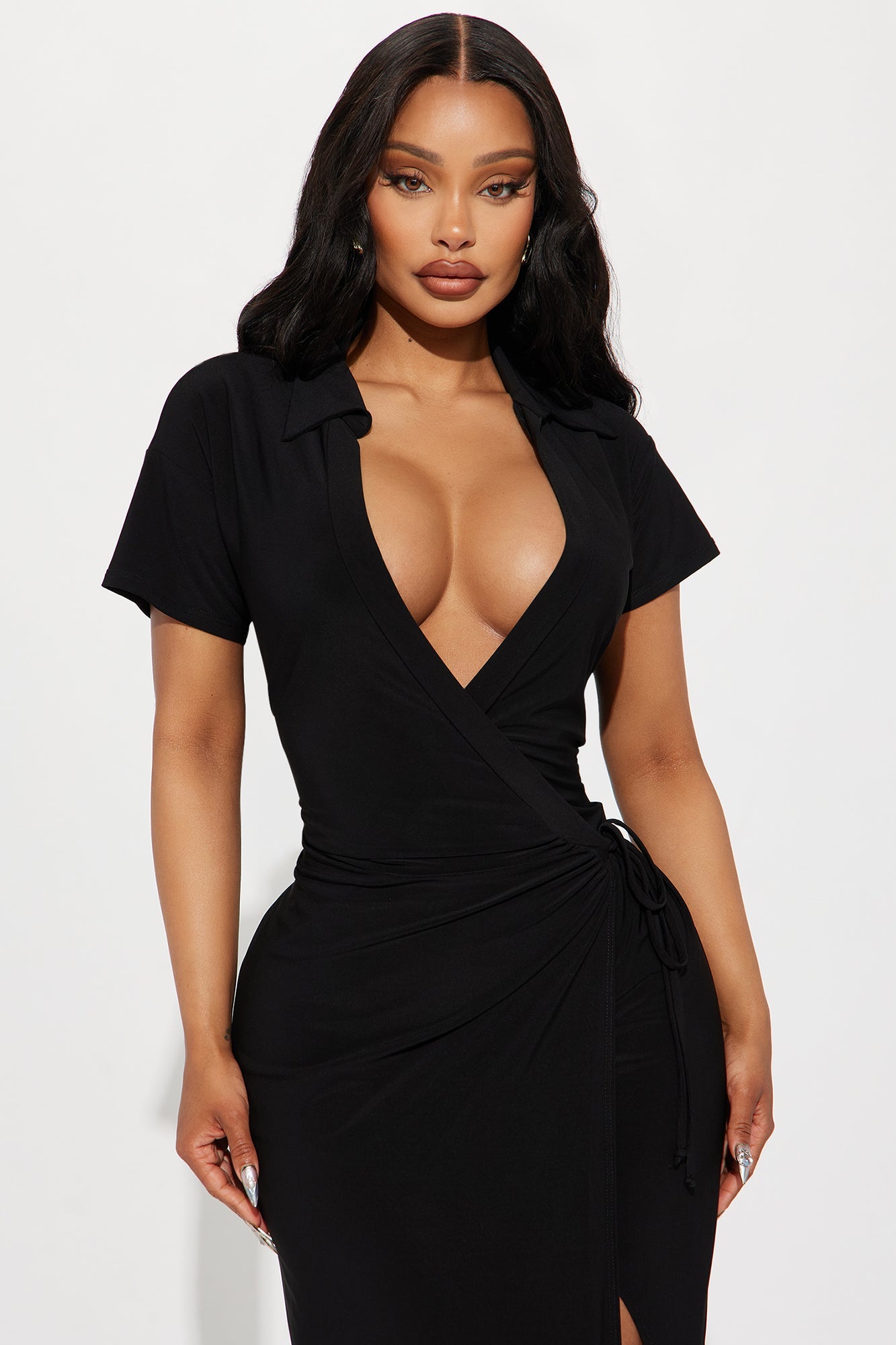 Noa Maxi Wrap Dress - Black