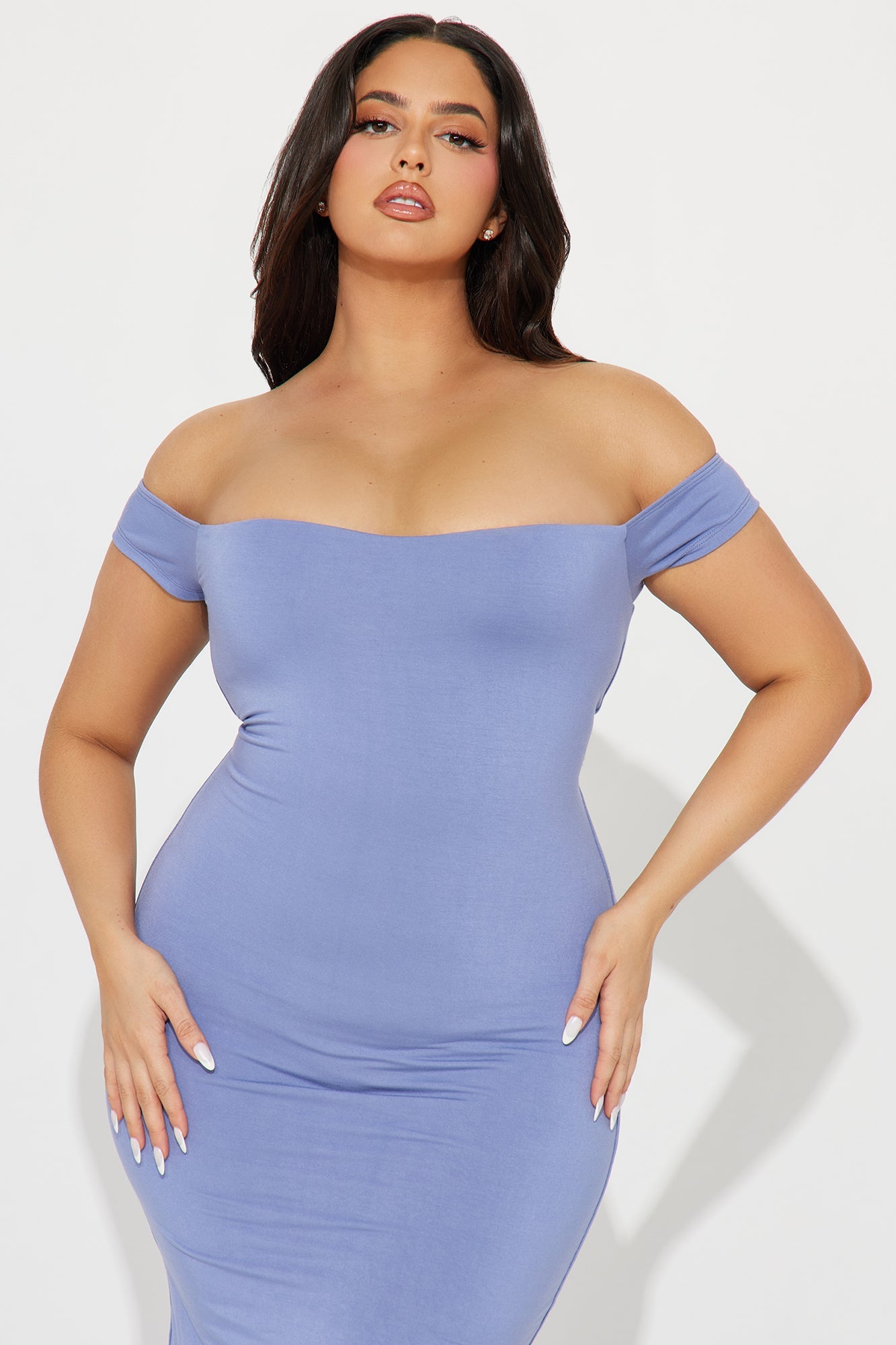 Mina Smooth Double Lined Maxi Dress - Dusty Blue