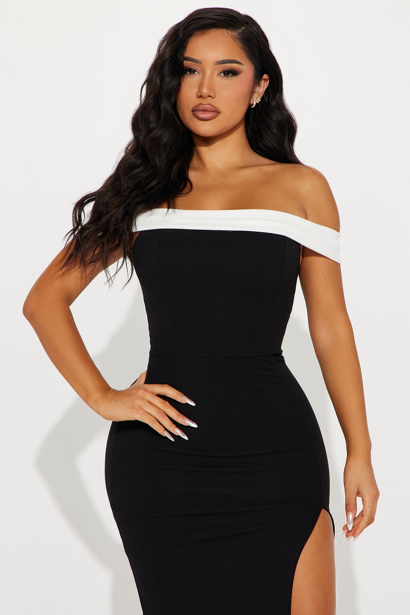 Noir et Blanc Midi Dress - Black/White