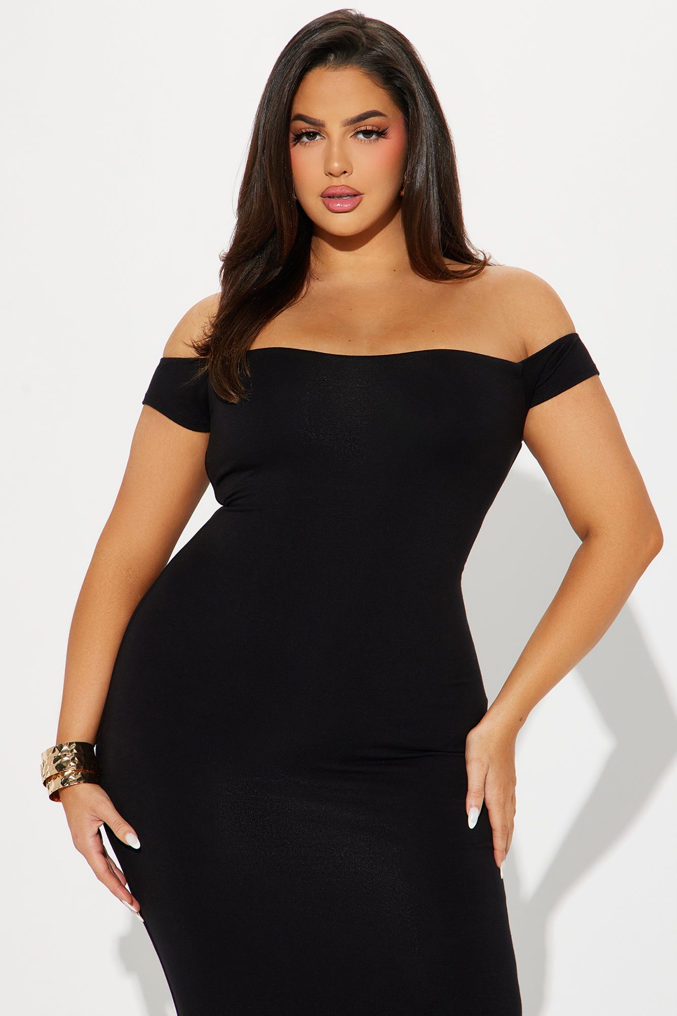 Mina Smooth Double Lined Maxi Dress - Black