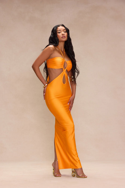 Jacky Cut Out Maxi Dress - Neon Orange