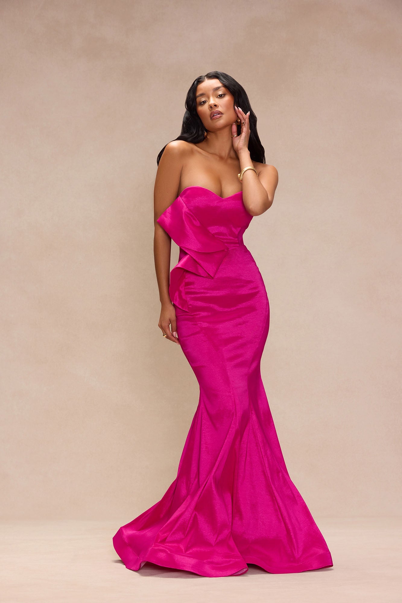 Origami Taffeta Gown - Fuchsia