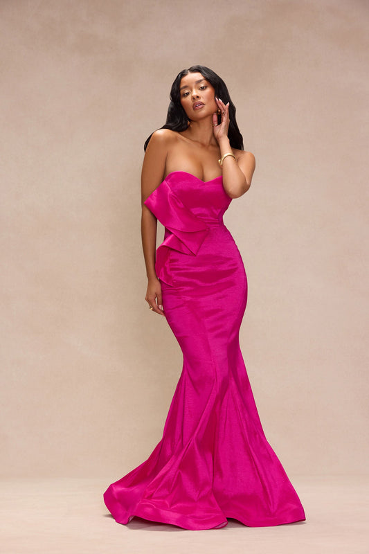 Origami Taffeta Gown - Fuchsia