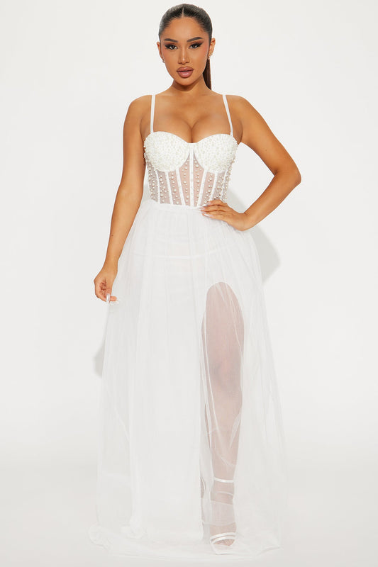 Show Stopper Tulle Gown - White