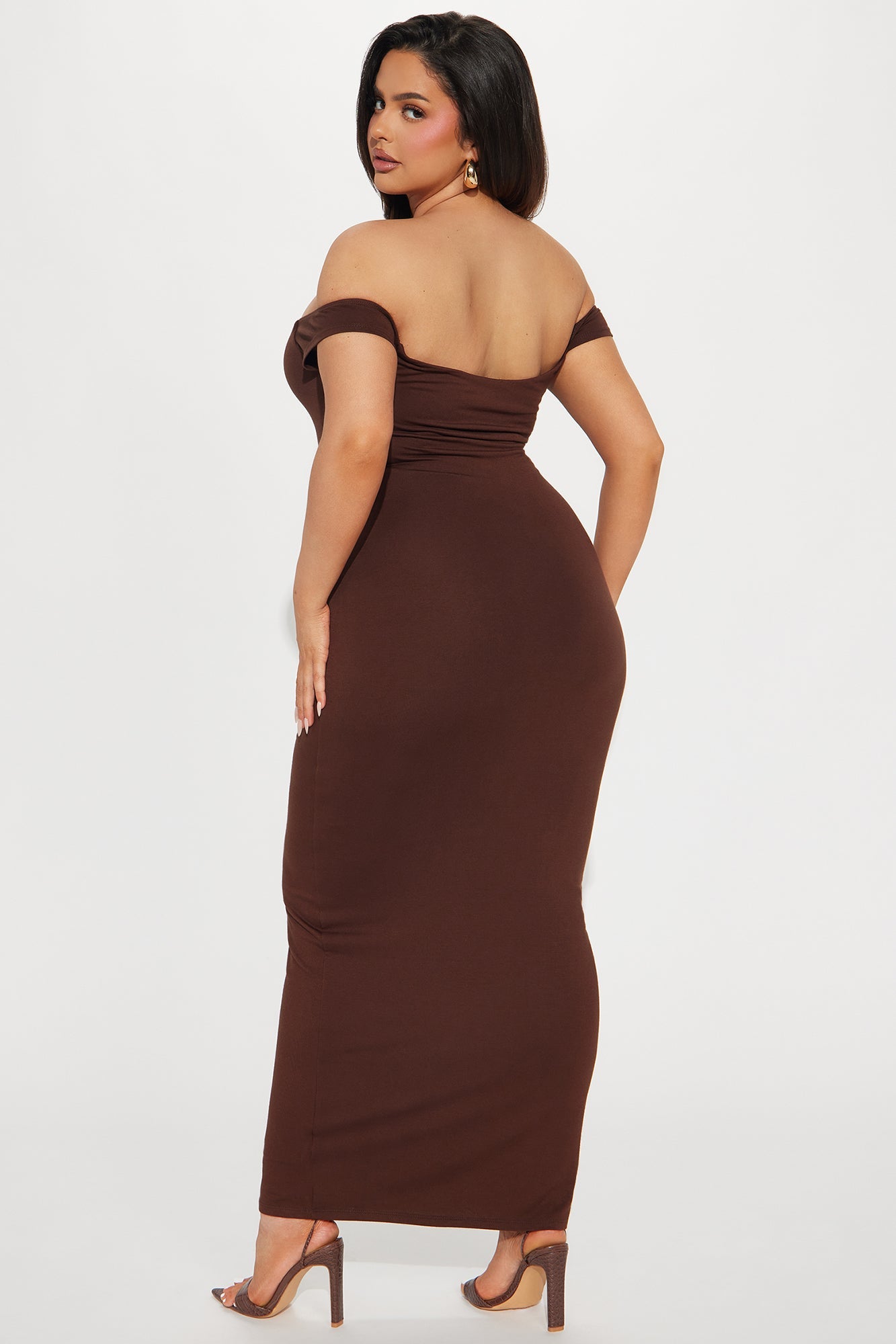 Mina Smooth Double Lined Maxi Dress - Chocolate