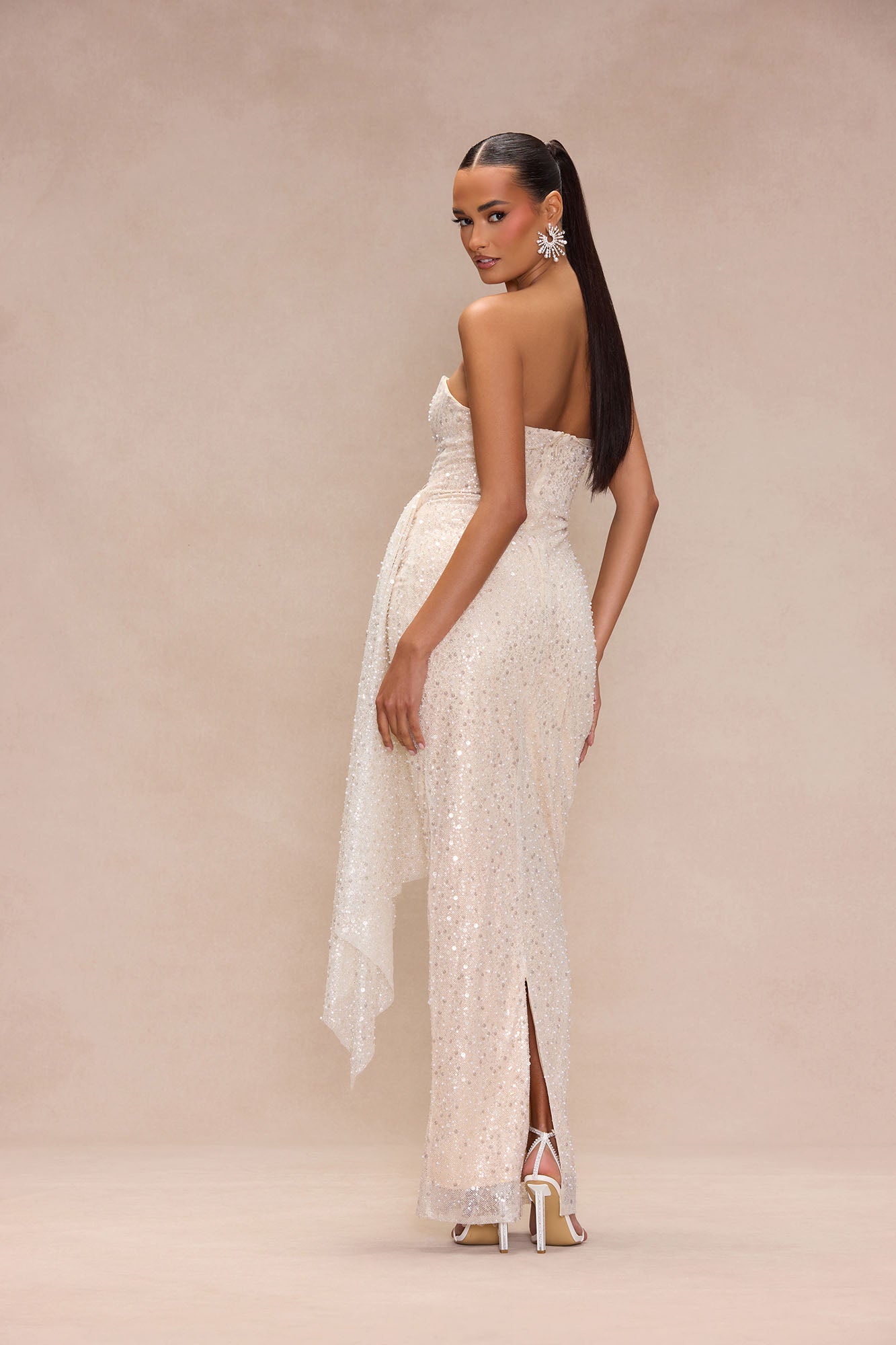 Wow Factor Embellished Maxi Dress - Oatmeal