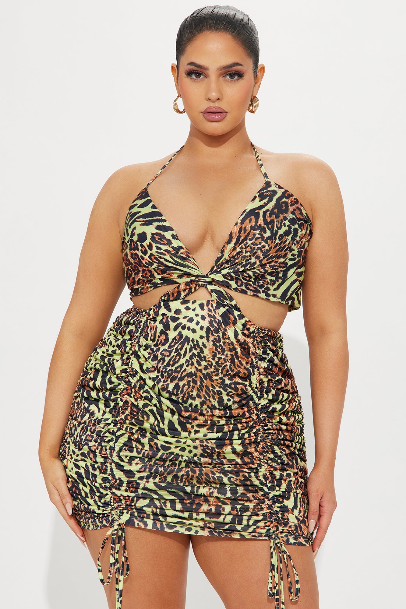 Born To Be Wild Mini Dress - Green/combo