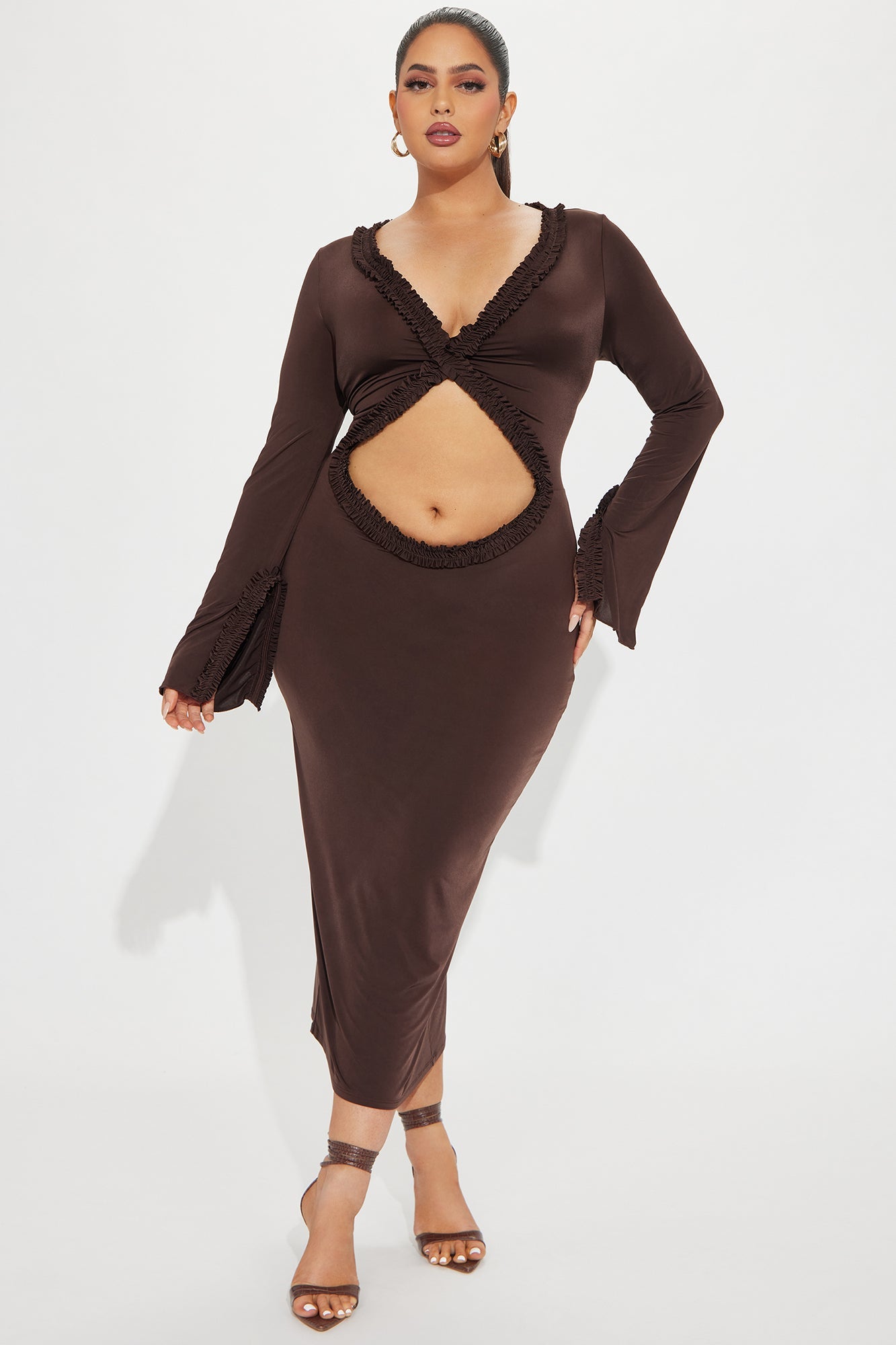 About Her Flair Midi Dress - Chocolate
