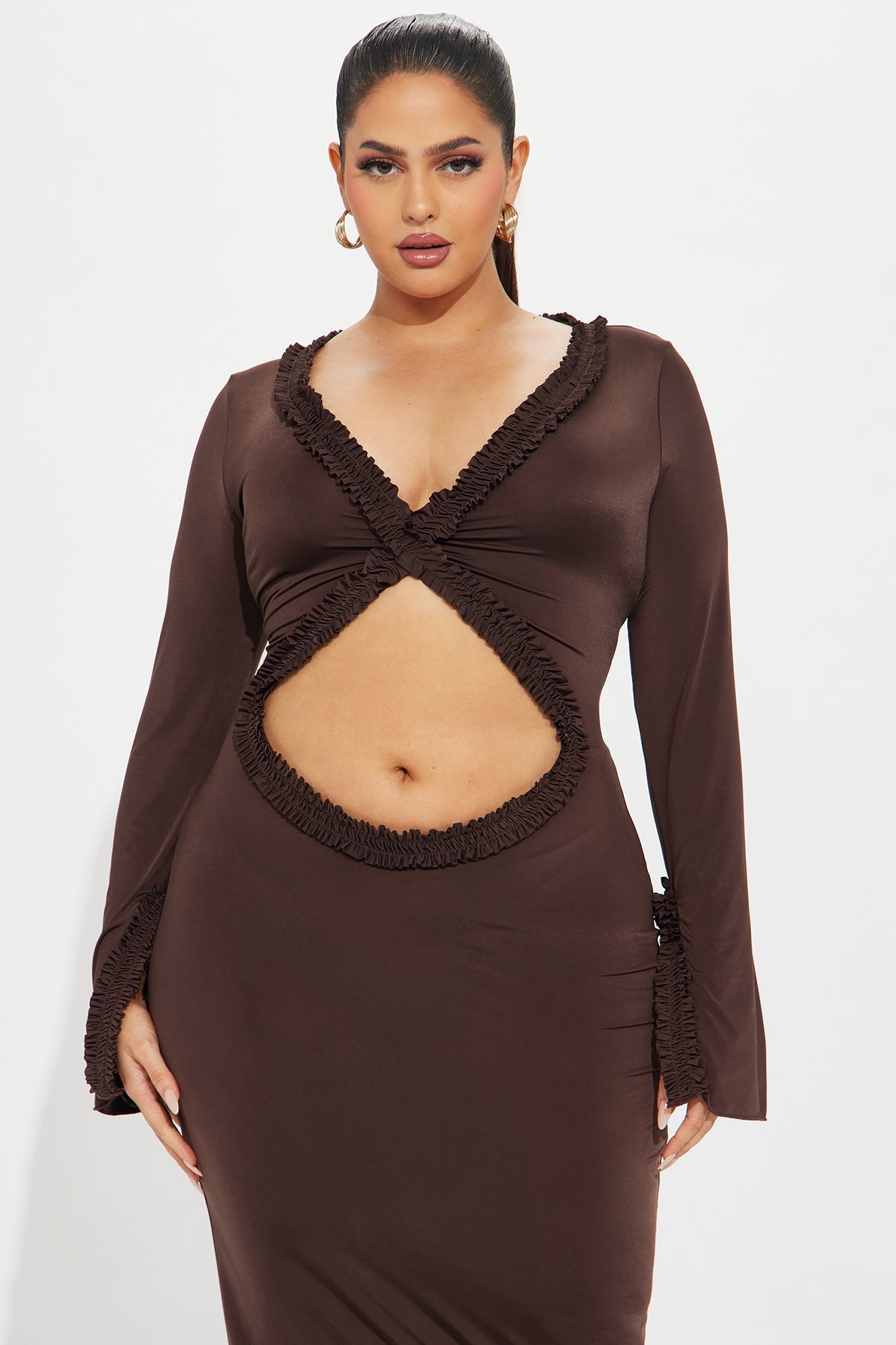 About Her Flair Midi Dress - Chocolate