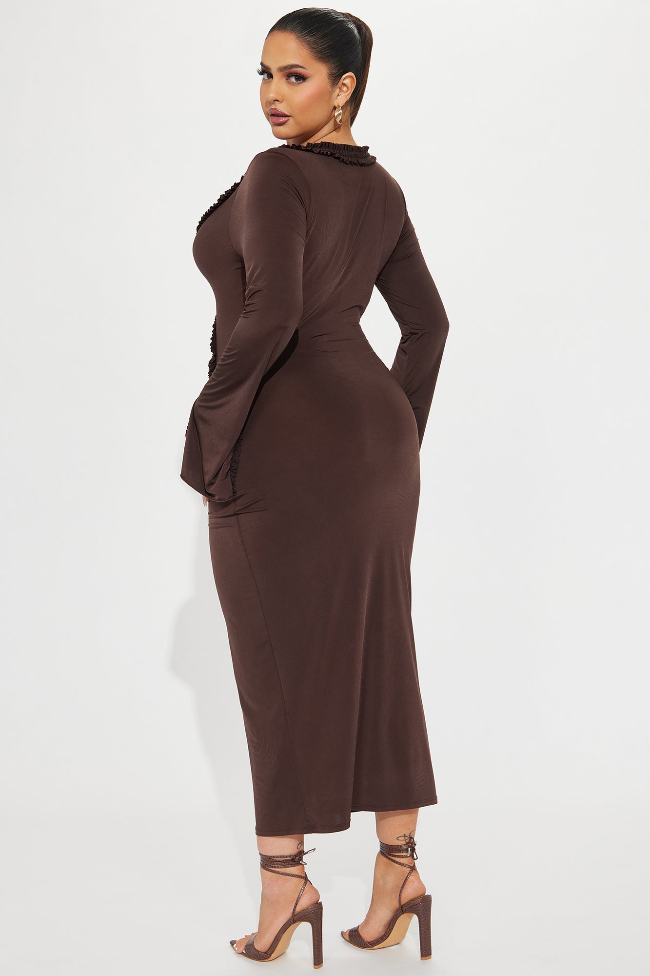 About Her Flair Midi Dress - Chocolate