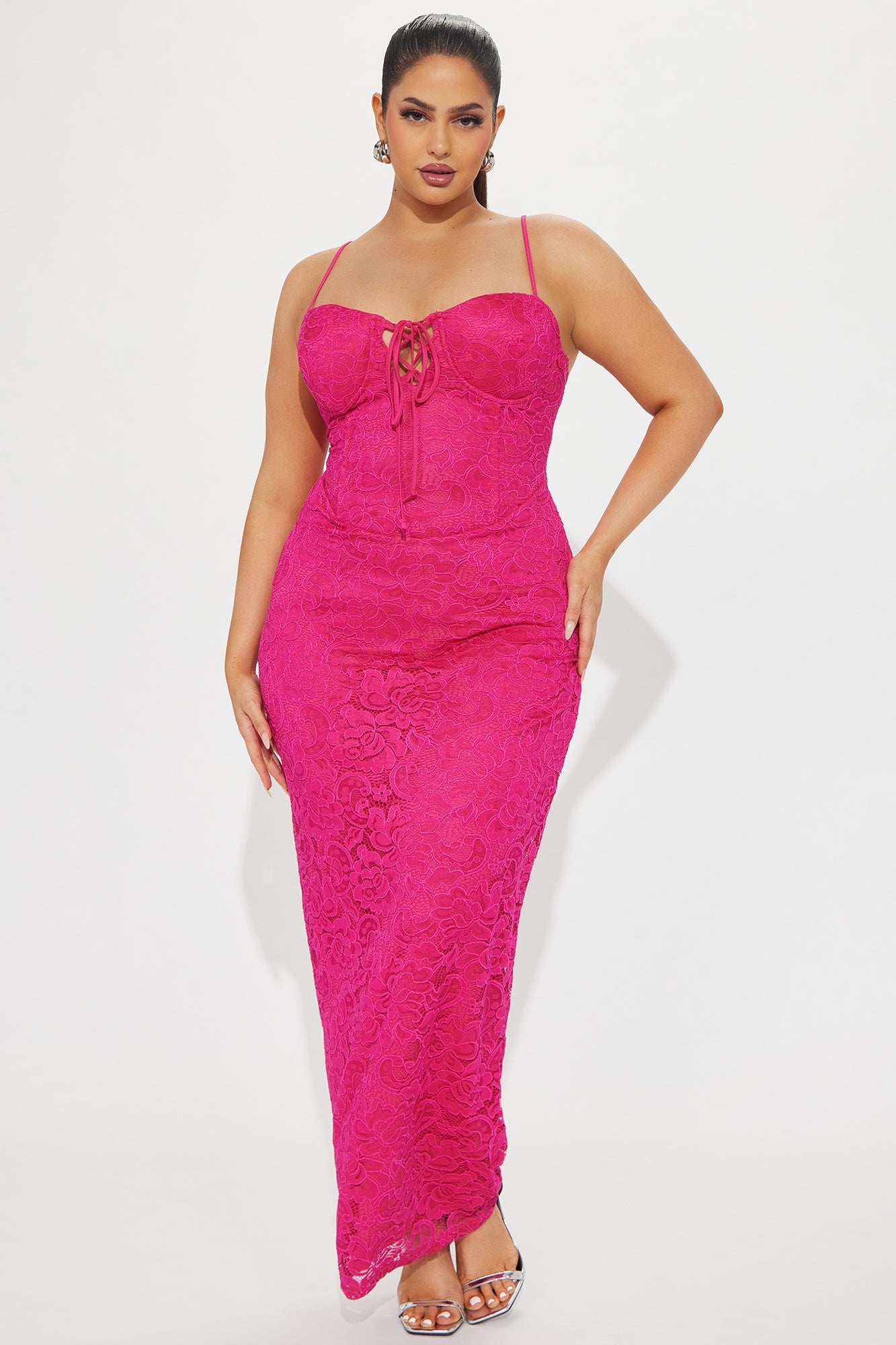 Scarlett Lace Maxi Dress - Fuchsia