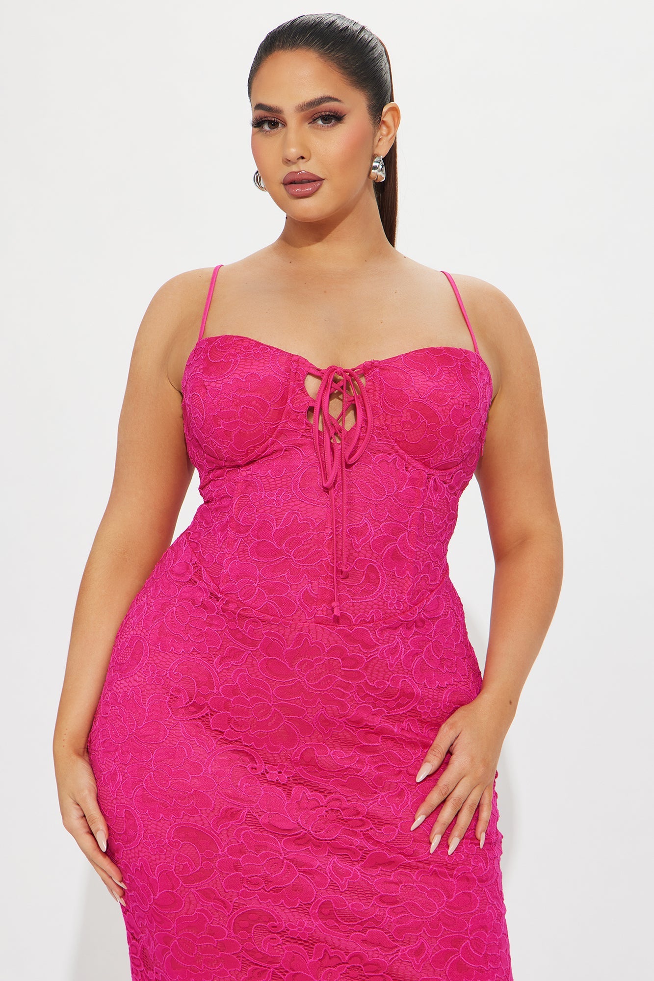 Scarlett Lace Maxi Dress - Fuchsia