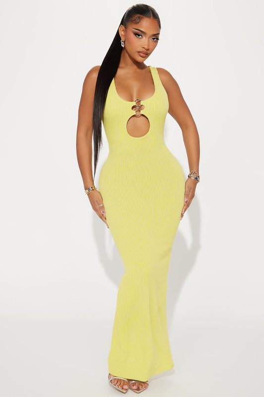 Corina Textured Maxi Dress - Lime