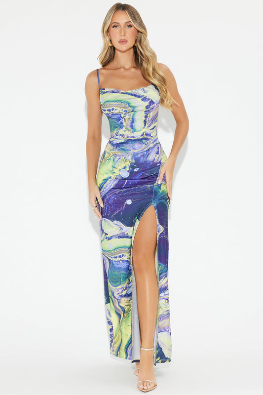 Out At Space Maxi Dress - Yellow/combo