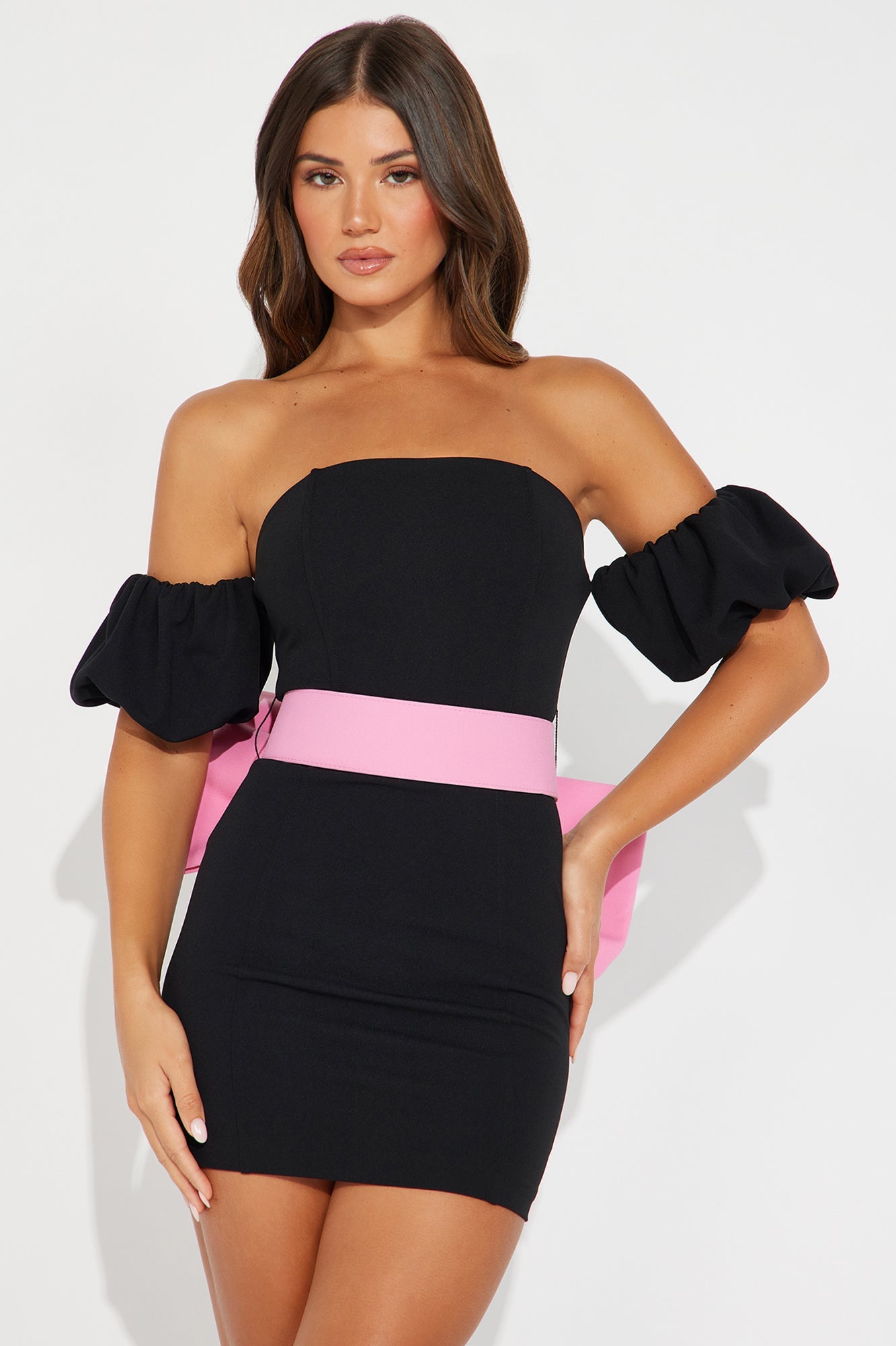 Amelie's Bow Mini Dress - Black/combo