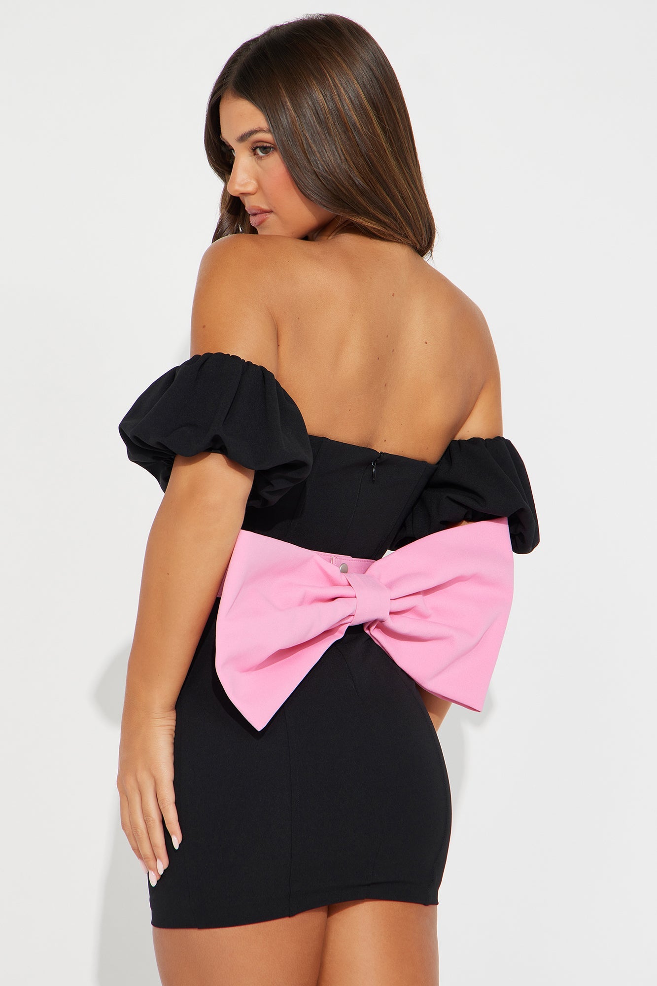 Amelie's Bow Mini Dress - Black/combo