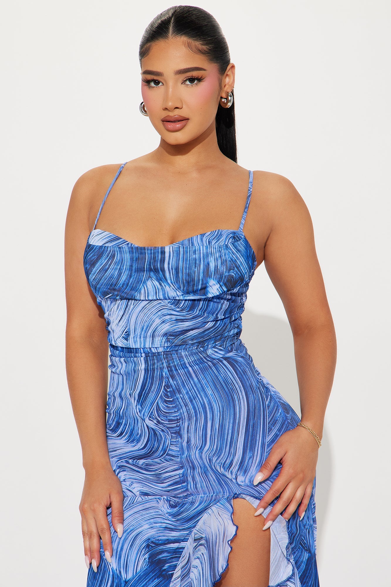 Anita Mesh Maxi Dress - Blue