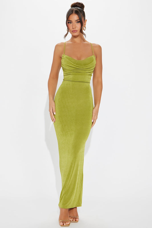 Rebecca Slinky Maxi Dress - Chartreuse