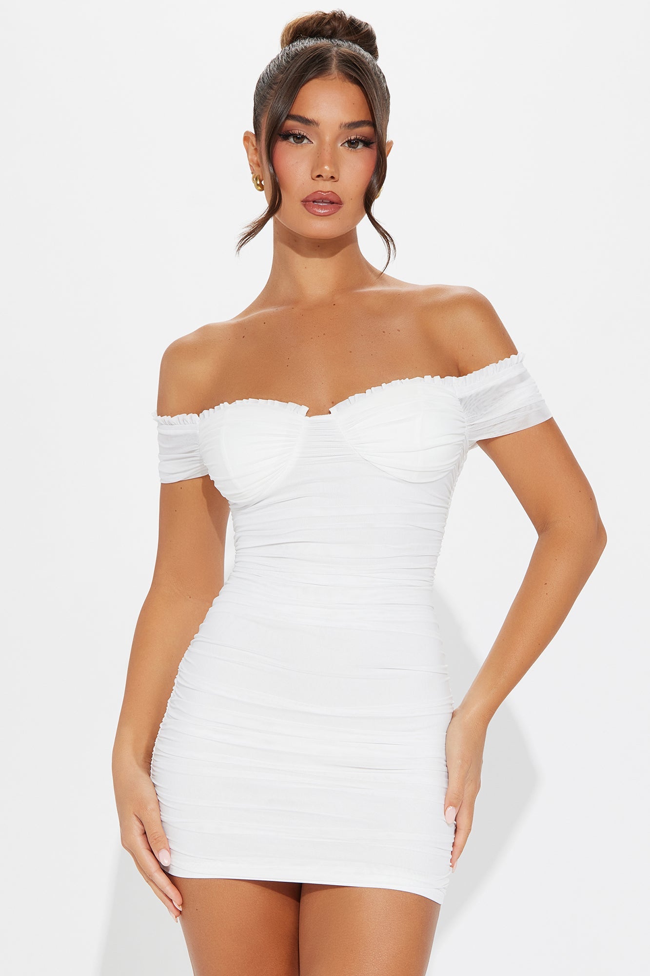 Belle Mesh Mini Dress - White