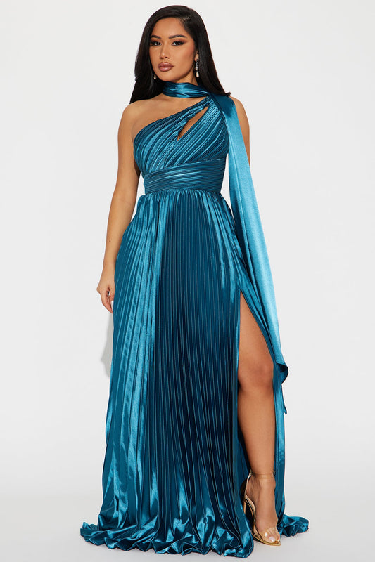 Unforgettable Night Satin Gown - Teal