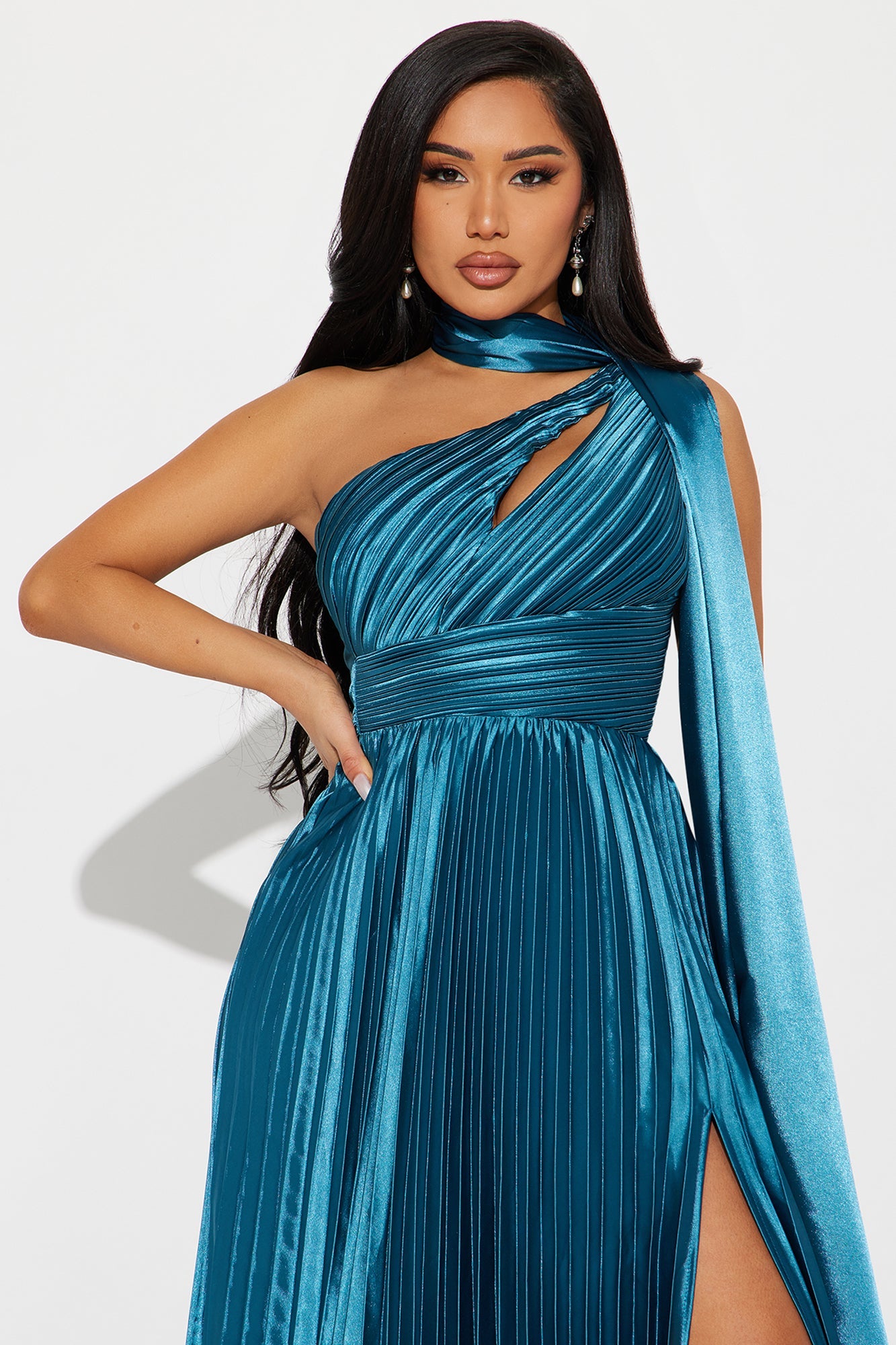 Unforgettable Night Satin Gown - Teal