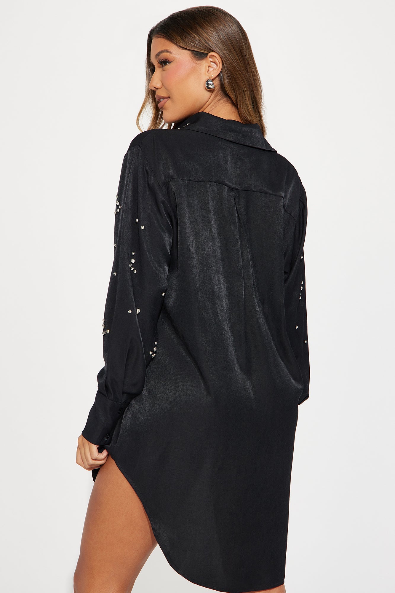 Moonlit Cascade Mini Dress - Black