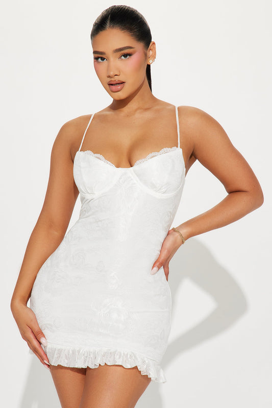 Mina Lace Mini Dress - White