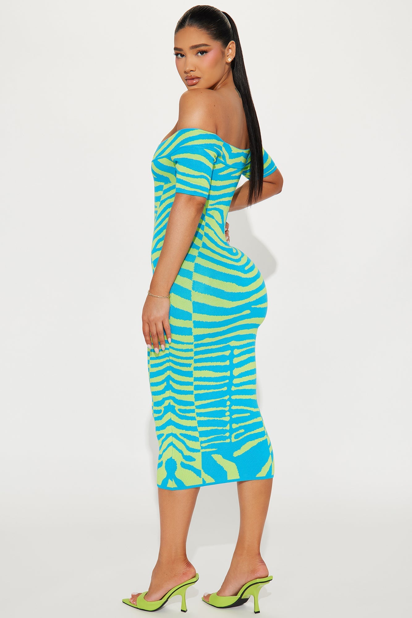 In The Wild Sweater Midi Dress - Blue/combo