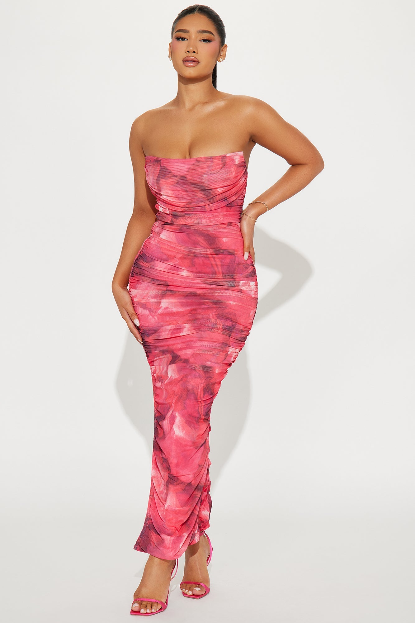 Teyana Mesh Maxi Dress - Pink