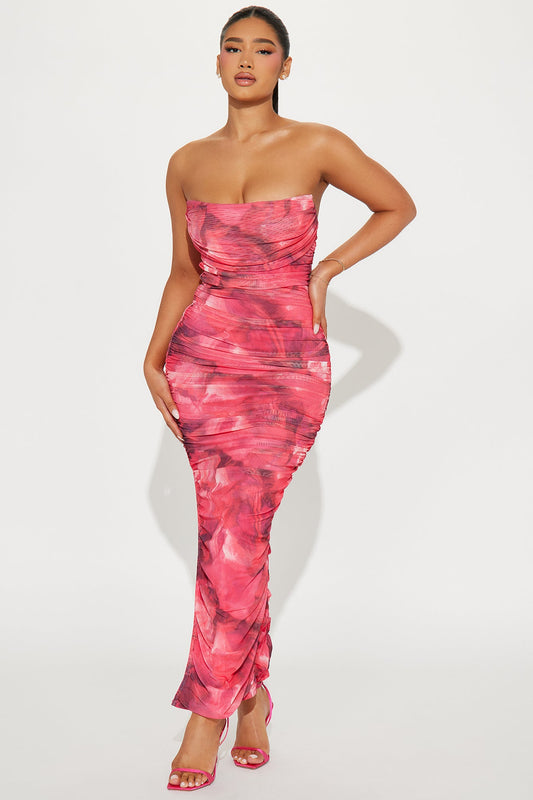 Teyana Mesh Maxi Dress - Pink