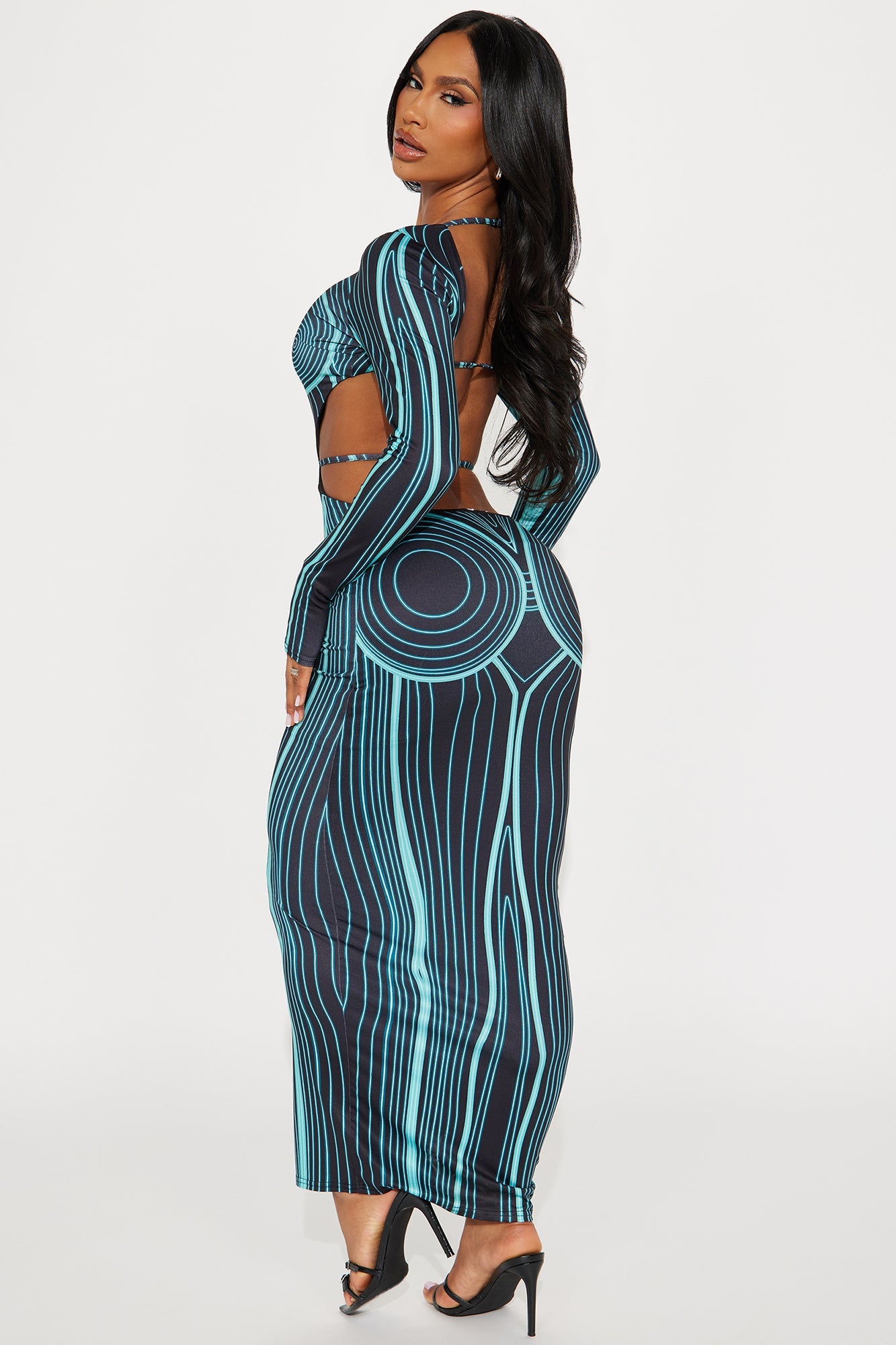 Kia Body Heat Maxi Dress - Teal/combo