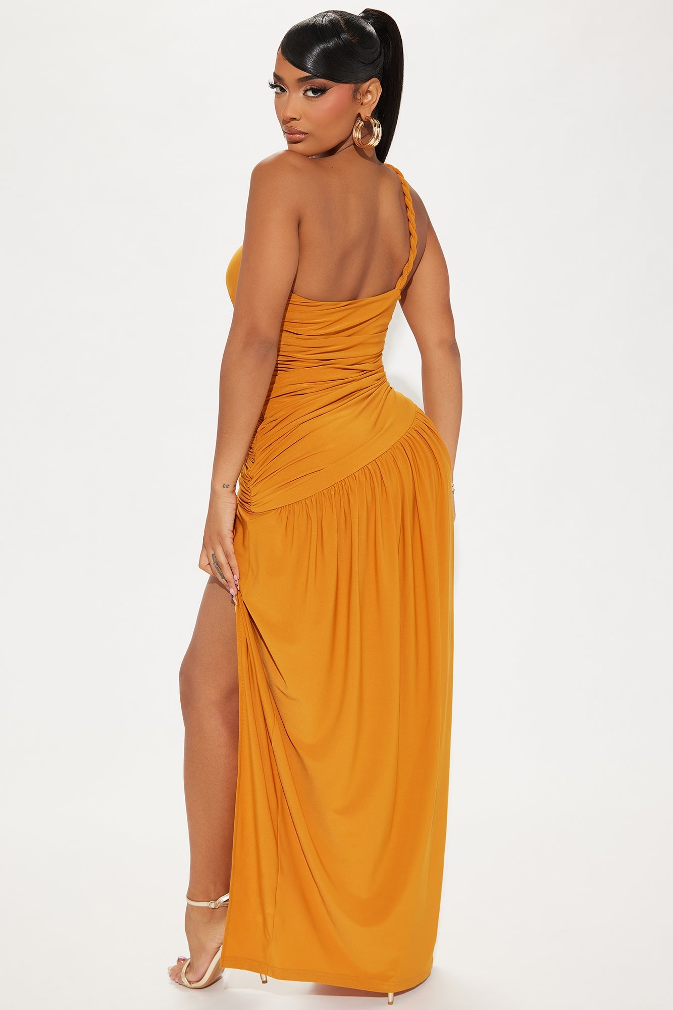 Alessia Ruched Maxi Dress - Cognac