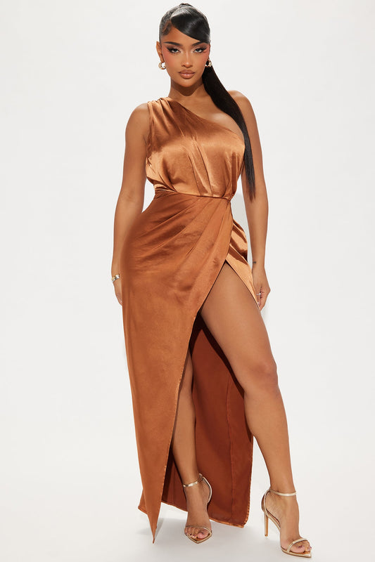 Ashling One Shoulder Gown - Brown