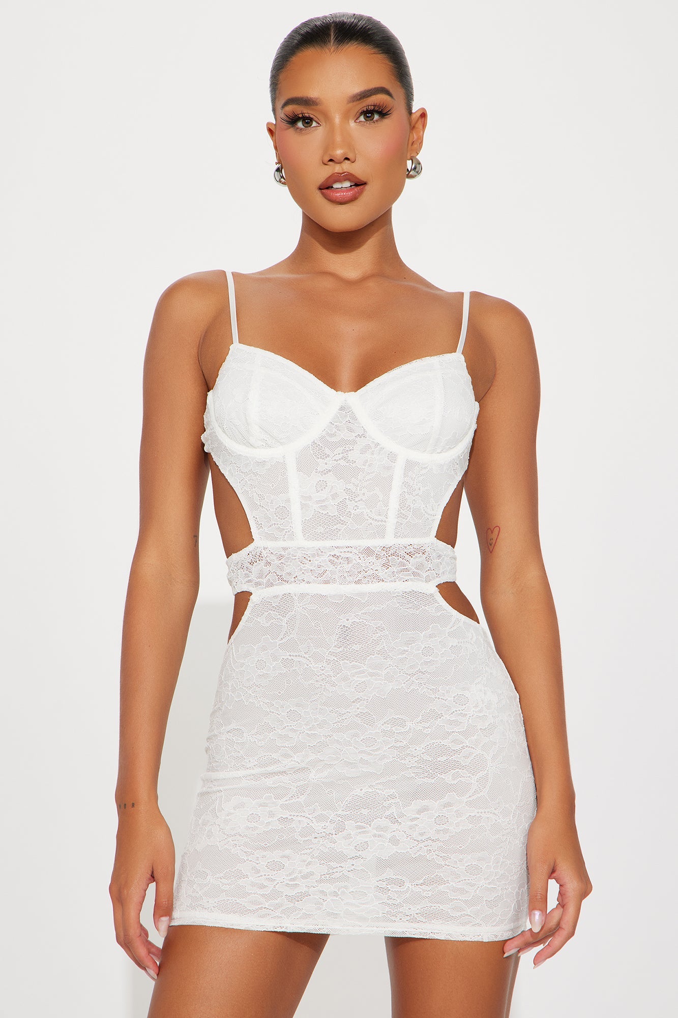 Tempt Her Lace Mini Dress - White