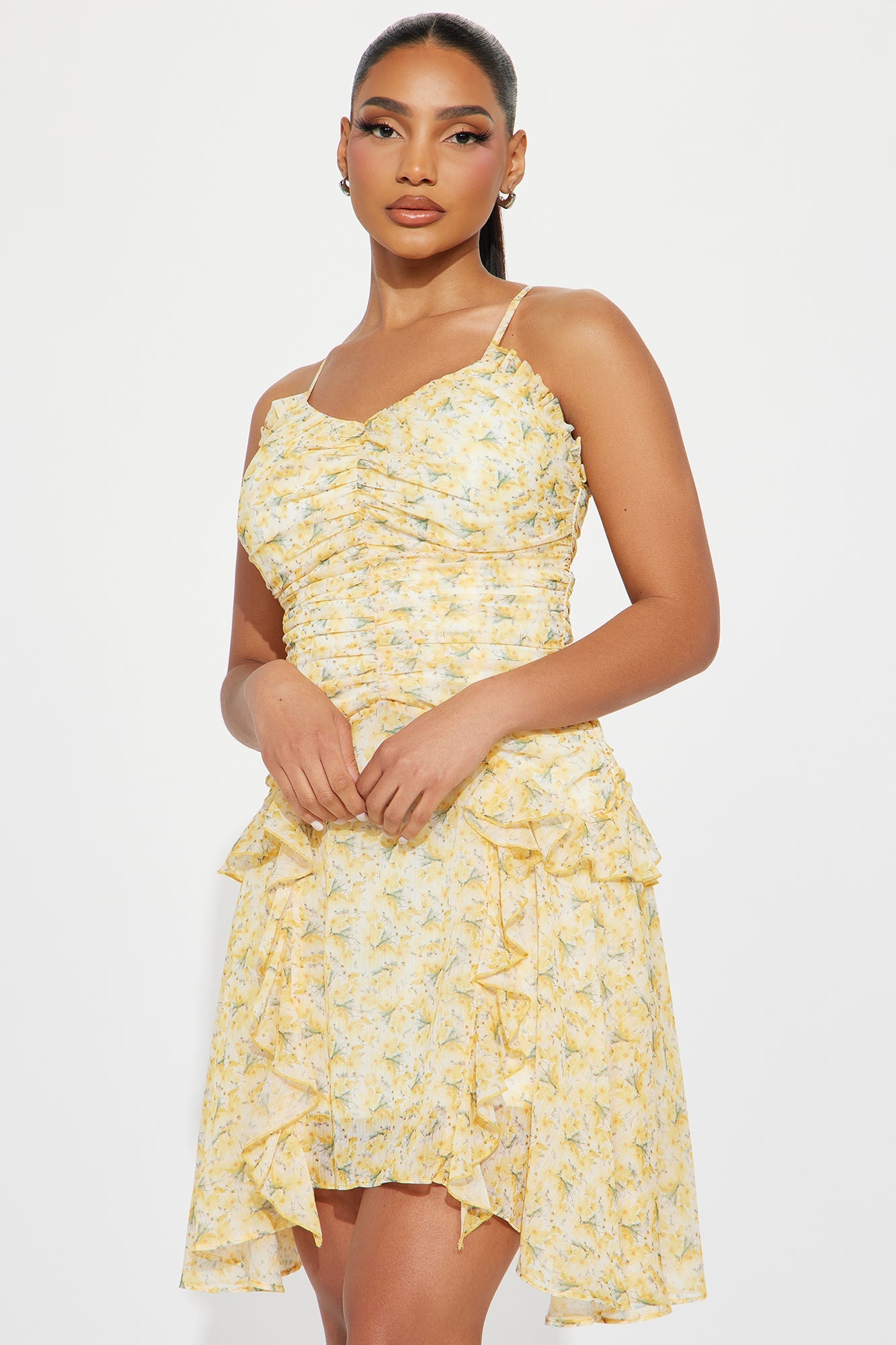 Jasmine Chiffon Mini Dress - Yellow
