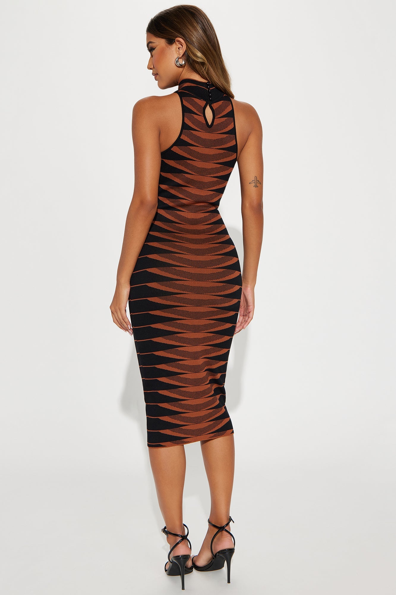 Nikkie Knit Midi Dress - Brown/combo