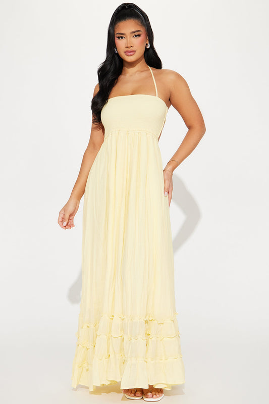 Hayley Halter Maxi Dress - Yellow