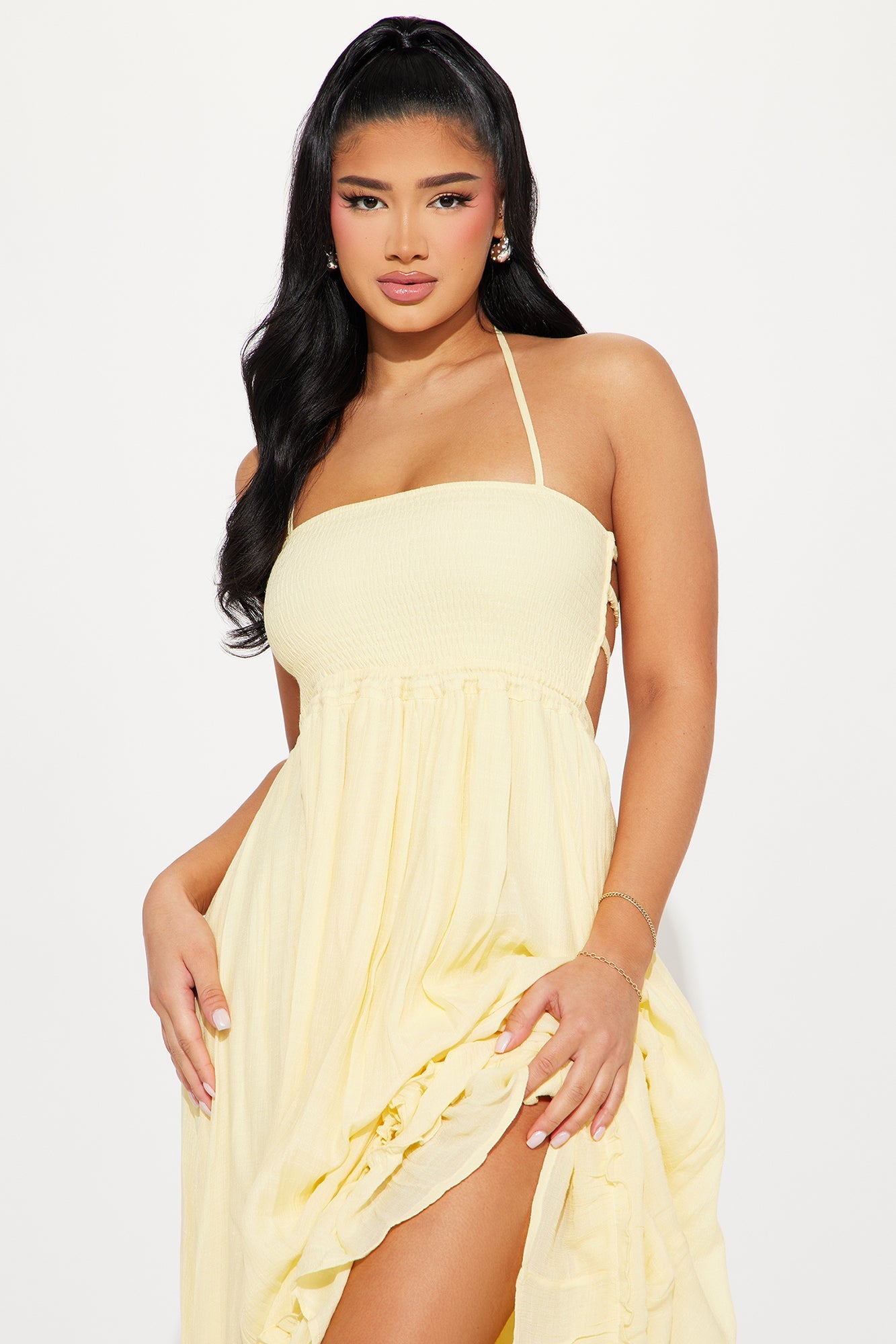 Hayley Halter Maxi Dress - Yellow