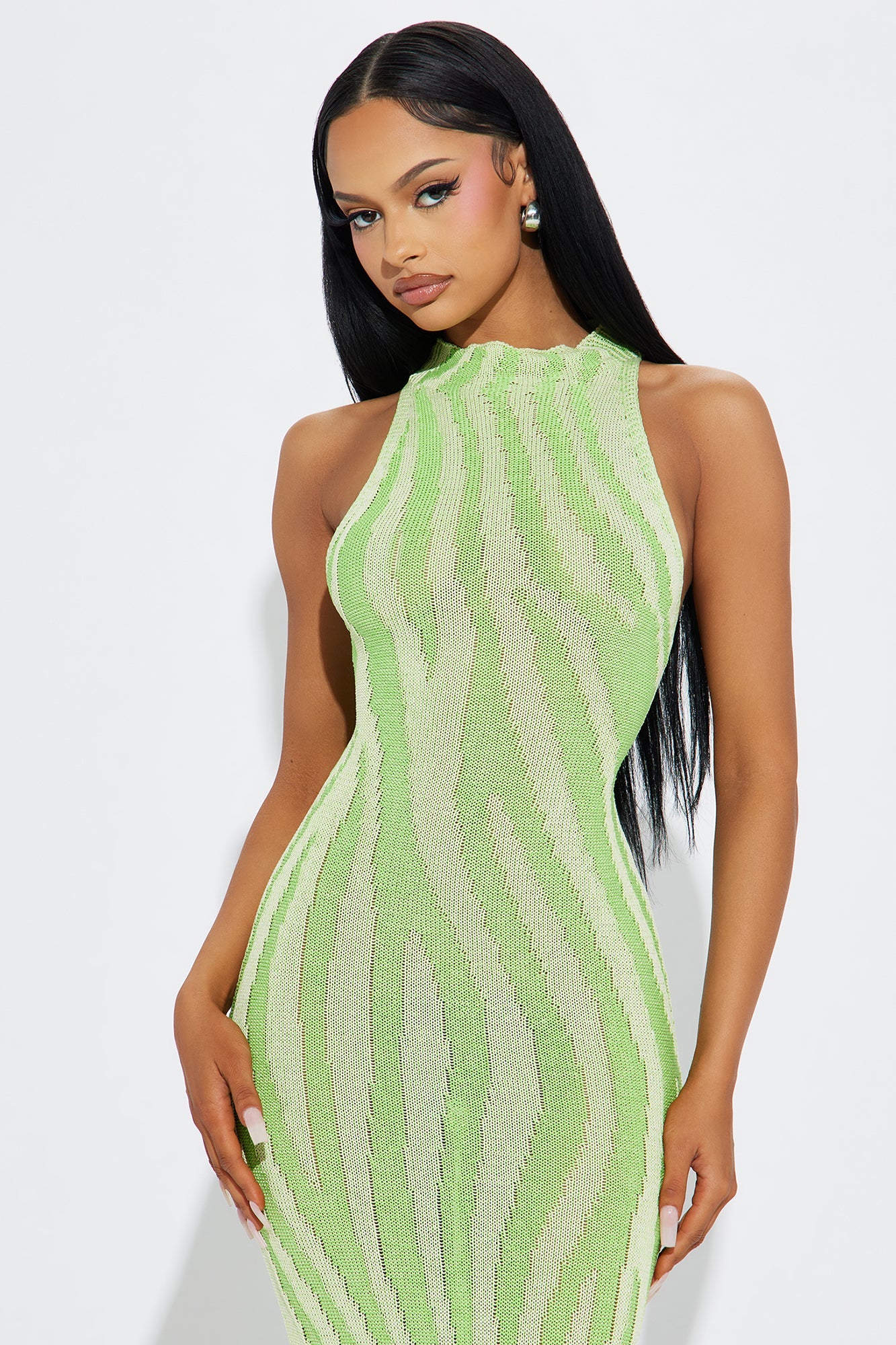 Zoya Knit Midi Dress - Lime