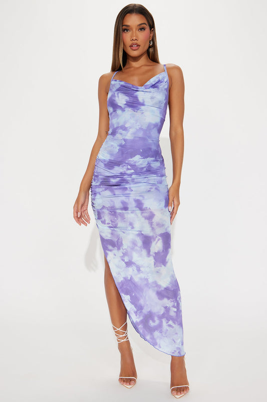 On The Rocks Mesh Maxi Dress - Purple