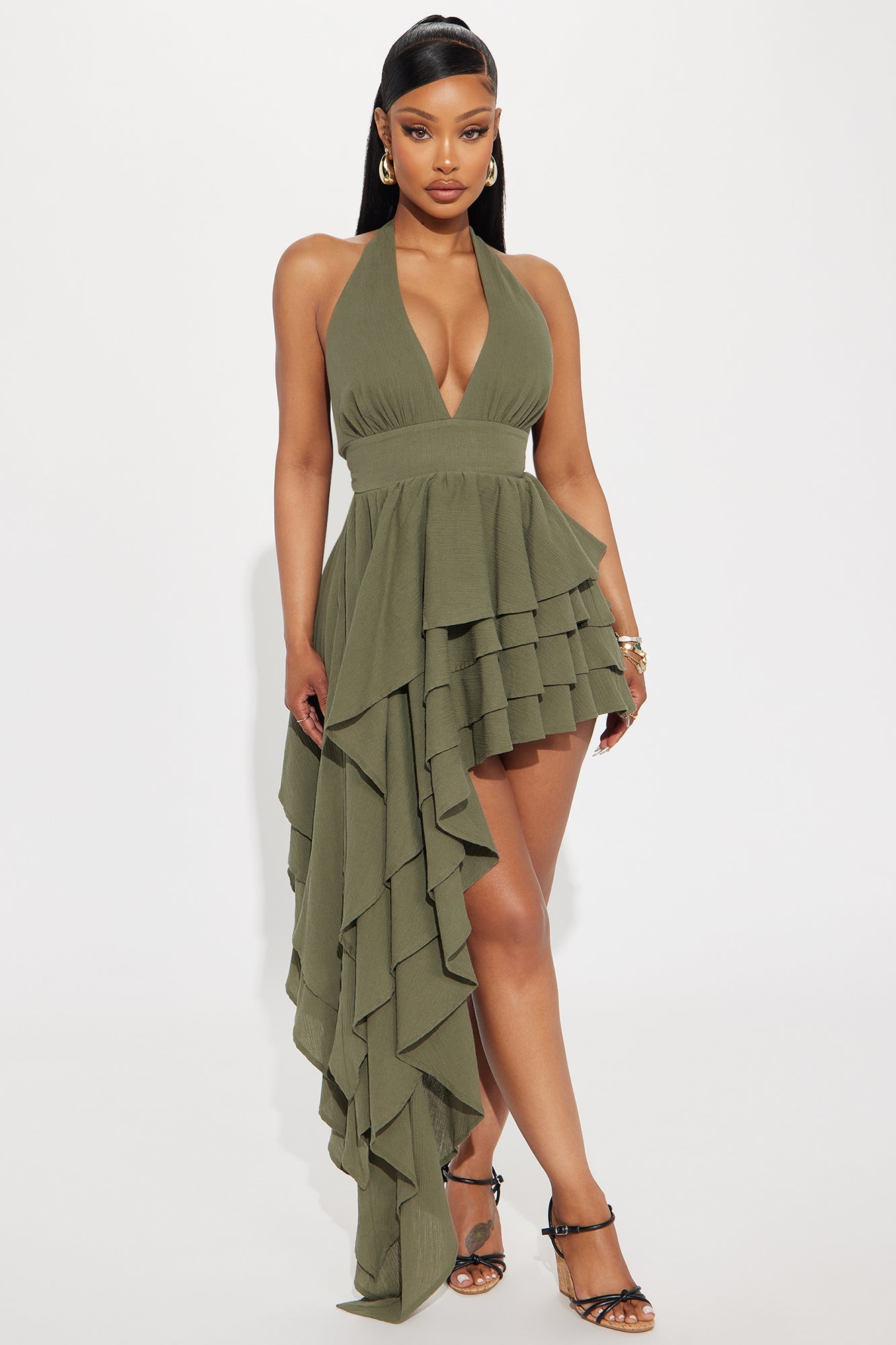 Aurelie Gauze Maxi Dress - Olive
