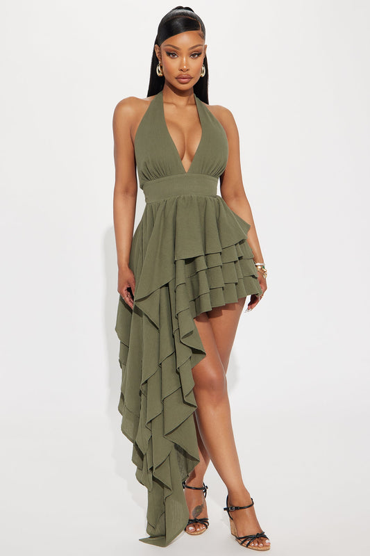 Aurelie Gauze Maxi Dress - Olive