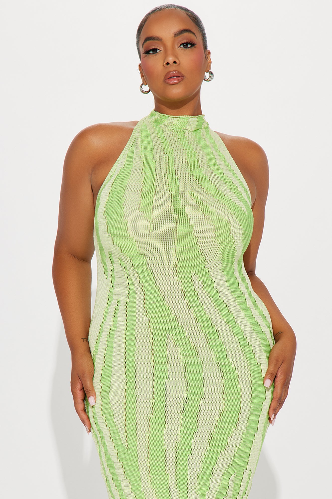 Zoya Knit Midi Dress - Lime