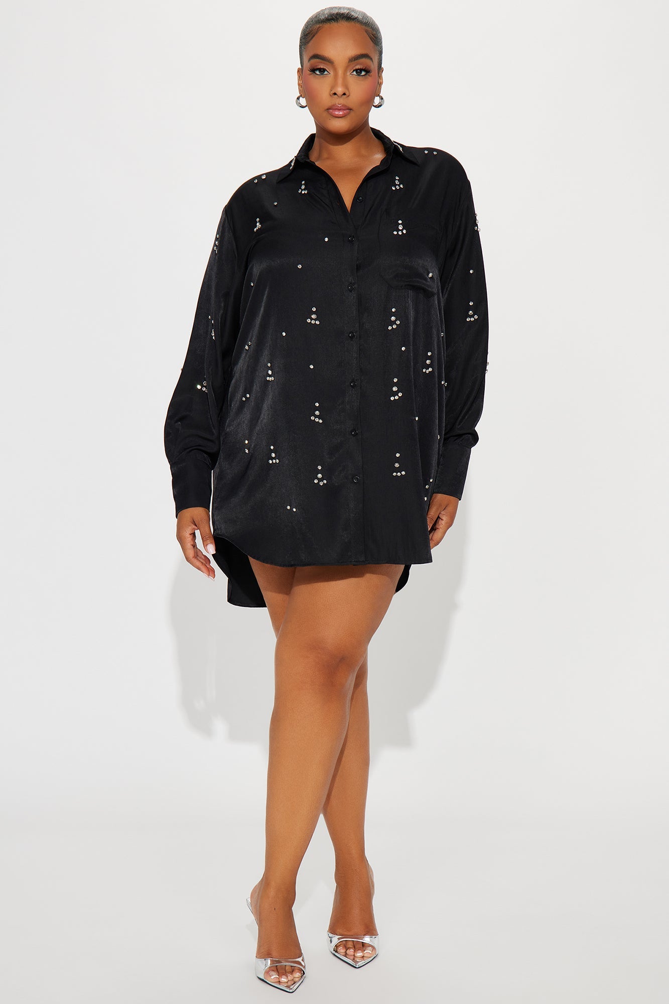 Moonlit Cascade Mini Dress - Black